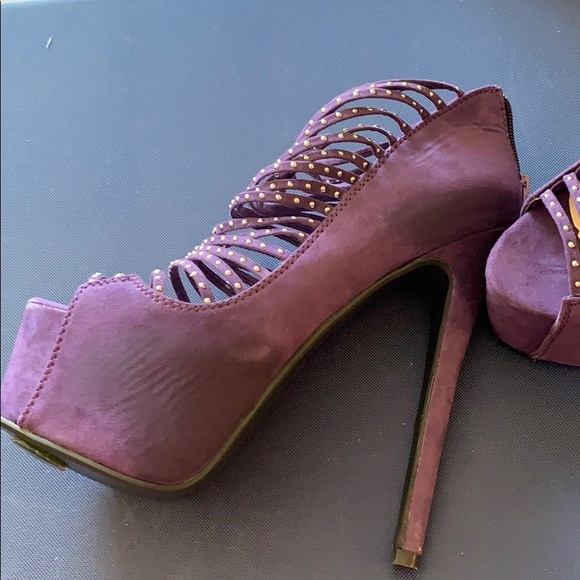Vintage bebe purple suede high heel strappy - Picture 5 of 9